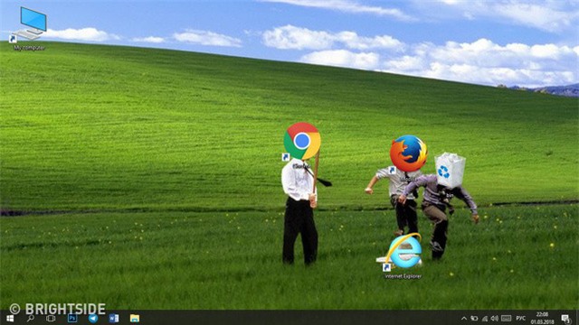Thêm một cách bố trí màn hình máy tính thể hiện thái độ... kỳ thị với trình duyệt Internet Explorer