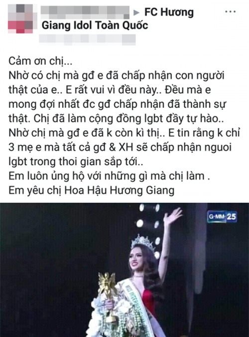 Hoa hậu Hương Giang sởn da gà đọc thư fan: Nhờ chị mà gia đình chấp nhận giới tính thật của em - Ảnh 2.