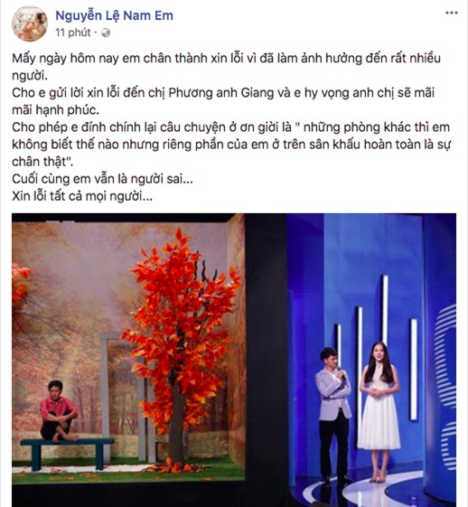 Nam Em bất ngờ xin lỗi Trường Giang, Nhã Phương - Ảnh 1.