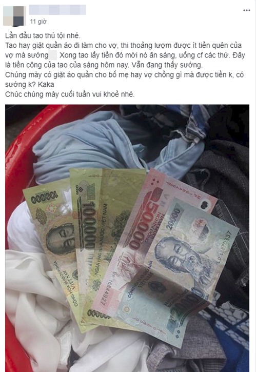 Anh chồng khoe thành tích thửa được tiền quên của vợ khi giặt quần áo, cư dân mạng bóc mẽ sự thật phía sau - Ảnh 1.