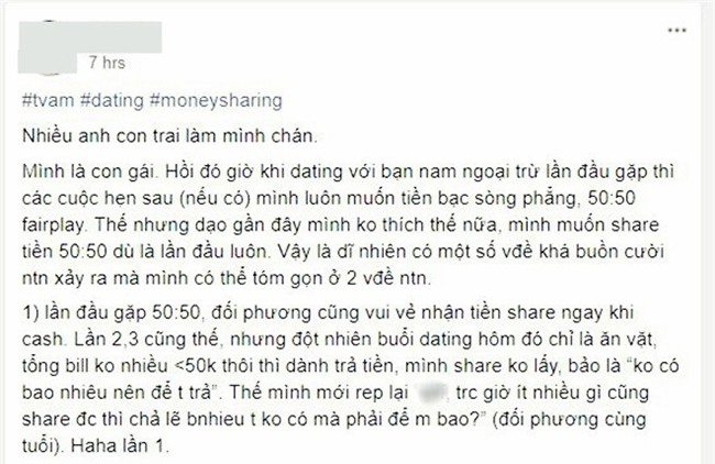 Cô nàng gây bão MXH vì chuyện cưa đôi tình phí: Bạn trai không nhận tiền thì không được, nhận thì bảo sĩ diện hão - Ảnh 1.