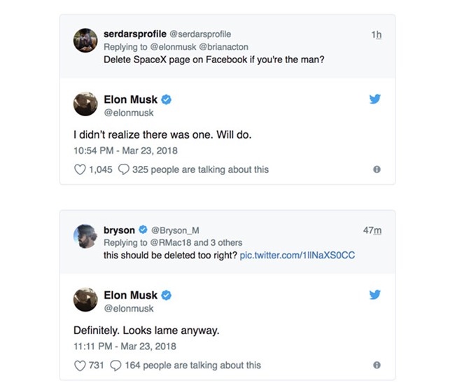Bi khieu khich, Elon Musk xoa Facebook cua Tesla va Space X hinh anh 1