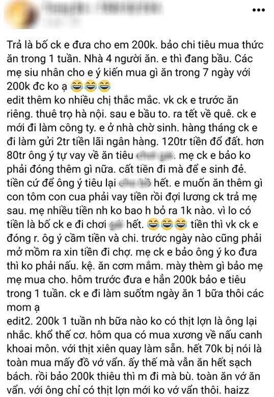 Nàng dâu than bố chồng đưa 200k để cả nhà 4 người ăn 1 tuần, bữa nào cũng phải có thịt, chị em gợi ý thực đơn hấp dẫn - Ảnh 1.