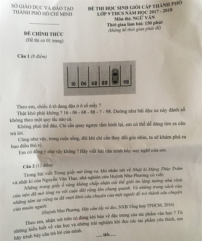 Cau hoi Toan vao de thi hoc sinh gioi Ngu van o Sai Gon hinh anh 1