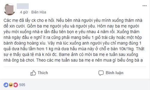 Cô gái phàn nàn vì nhà chồng tương lai đến ra mắt mua mỗi quả dưa hấu 10 nghìn, chị em khuyên mua túi kẹo cao su đáp lễ - Ảnh 1.