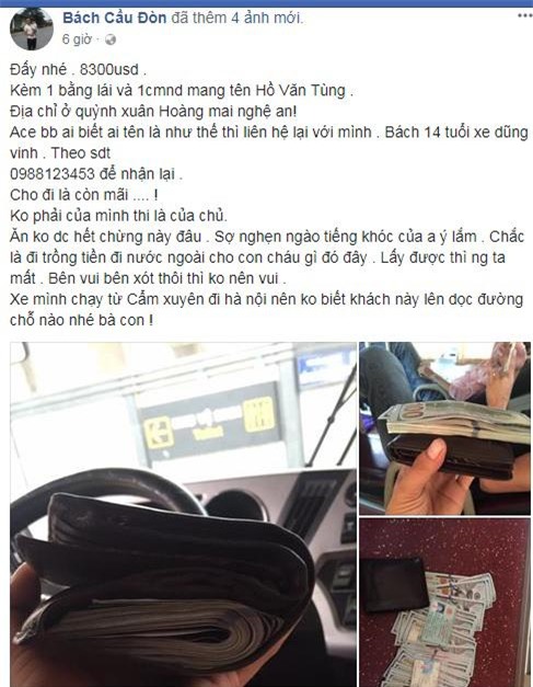 phu xe khach "dang dan" mang xa hoi tim nguoi danh roi 180 trieu dong de tra lai - 1