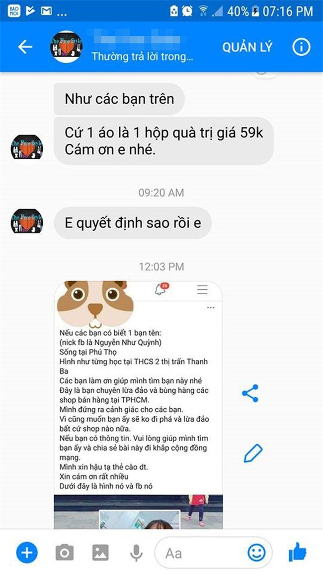 Cô gái căng thẳng không dám đi học vì mới inbox hỏi tư vấn mua áo online đã bị chủ shop tố chuyên lừa đảo và bùng hàng ở TP. HCM - Ảnh 3.