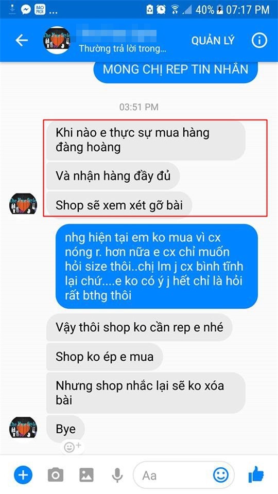Cô gái căng thẳng không dám đi học vì mới inbox hỏi tư vấn mua áo online đã bị chủ shop tố chuyên lừa đảo và bùng hàng ở TP. HCM - Ảnh 7.