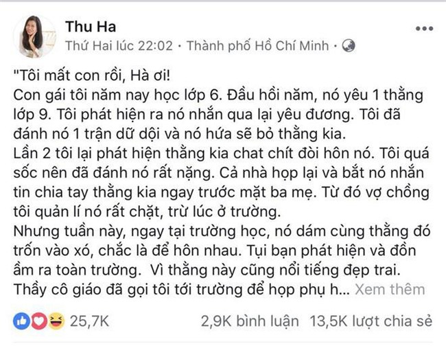 "toi mat con roi!" - chuyen be gai lop 6 yeu hotboy lop 9 khien cha me viet giat minh - 1