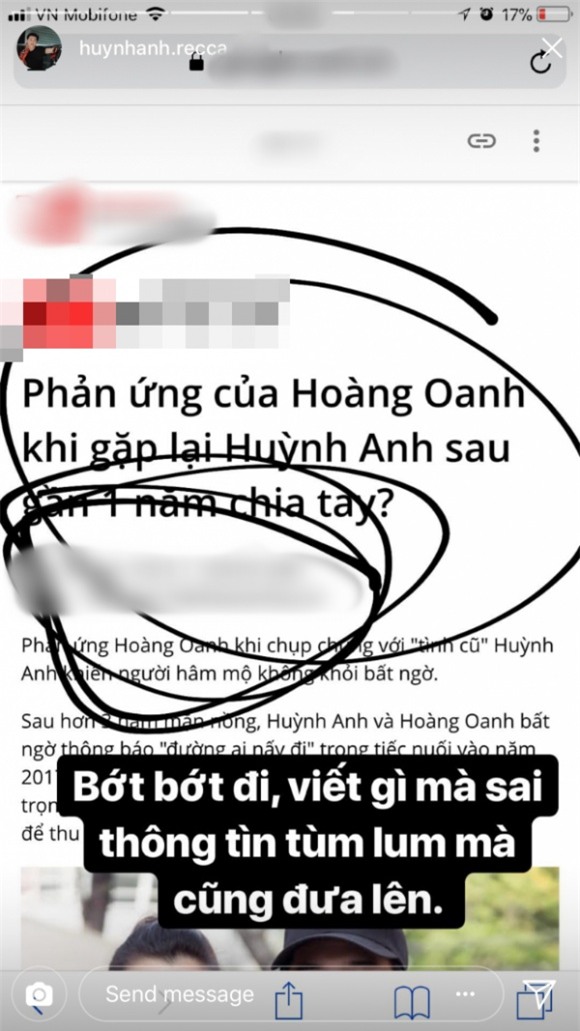 Huỳnh Anh, Hoàng Oanh, sao Việt