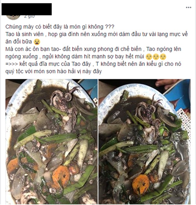 Khi gái miền biển xung phong vào bếp làm mực xào, từ bạn bè đến cộng đồng mạng phải khóc ròng vì nhìn như nước cống  - Ảnh 1.