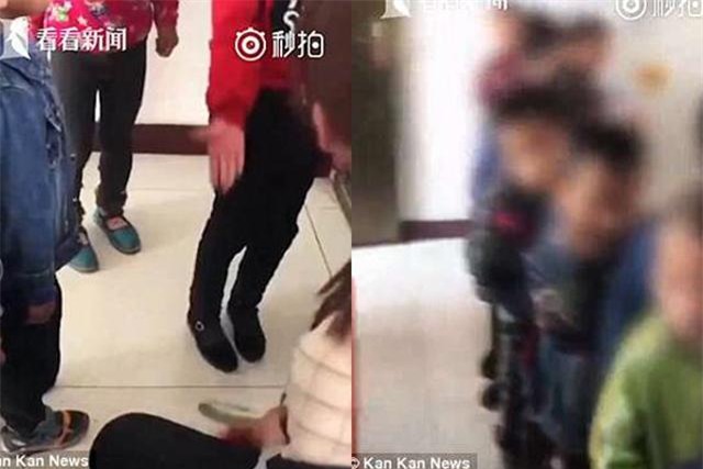 lo clip co giao mam non dung ban chai ban danh tay hoc sinh den rom mau - 1