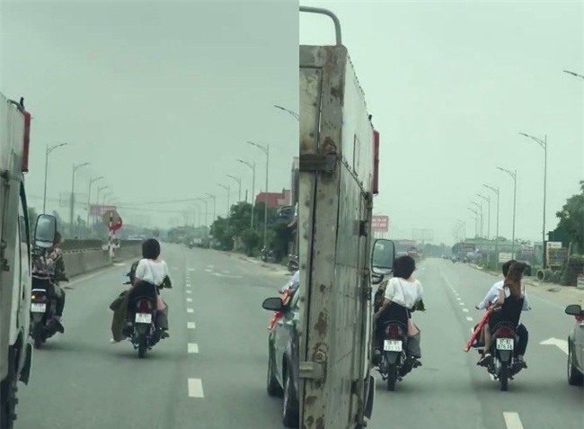 Nhóm thanh niên rước dâu đầu trần dàn hàng ngang trên quốc lộ - Ảnh 2.