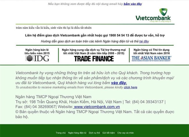 Website Vietcombank hiển thị hai câu thơ chế