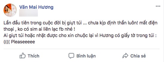 Bị giật túi xách, Văn Mai Hương hốt hoảng cầu cứu dân mạng! - Ảnh 1.
