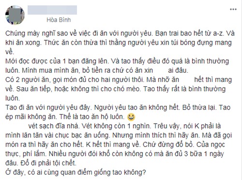 Khinh bạn trai đi ăn mà lại xin nilon gói đồ thừa mang về, cô gái trẻ bị mắng cho xấu hổ - Ảnh 3.