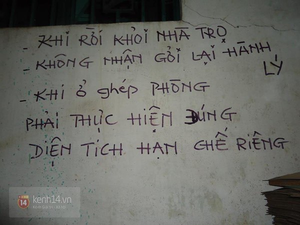 Những nội quy và nhắc nhở khi vừa bước vào khu nhà trọ.
