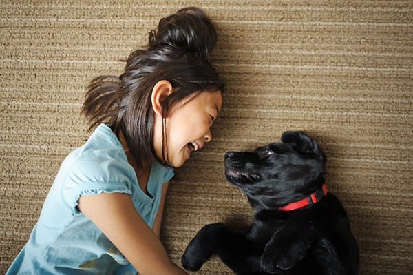 Cùng ghi lại những giây phút vui vẻ của con bên cạnh thú cưng.