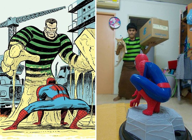 Người cát (Sandman) chiến đấu với Người nhện (Spiderman)