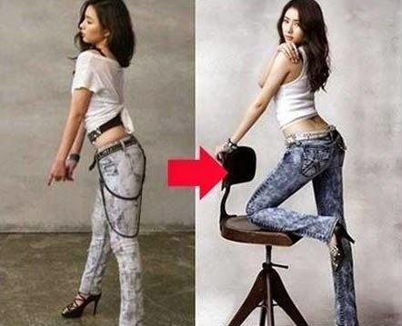Người biên tập tấm ảnh này đã ưu ái Shin Se Kyung khi làm cho cô trông mảnh mai hơn, đường cong nóng bỏng hơn và phần bụng cũng được vuốt gọn. Đặc biệt, đôi chân của ngôi sao Tazza rõ ràng trông dài và gọn gàng hơn.