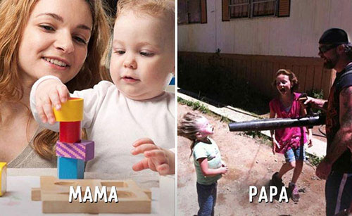 Ở với mẹ thì được mẹ chăm, ở với bố thì phải...chăm bố