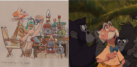 Dr. Porter - Bố của Jane trong bộ phim hoạt hình Tarzan vẫn... hói từ trong bản thảo ra đến bản hoàn chỉnh