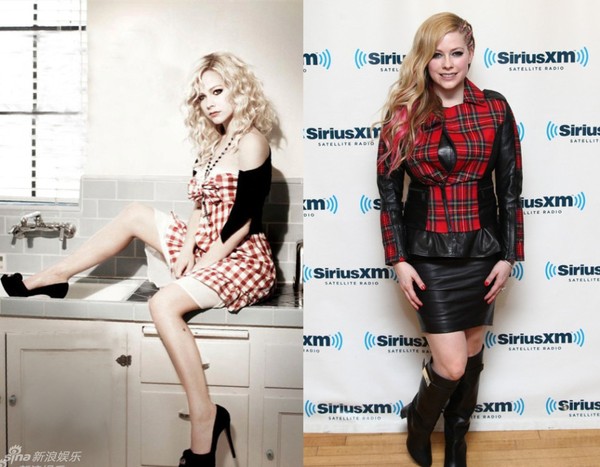 Avril Lavigne trước giờ có dáng người khá nhỏ nhắn, tuy nhiên với dáng người thô kệch trong bức hình bên phải, nhiều người lại ngỡ cô như Hilary Duff

