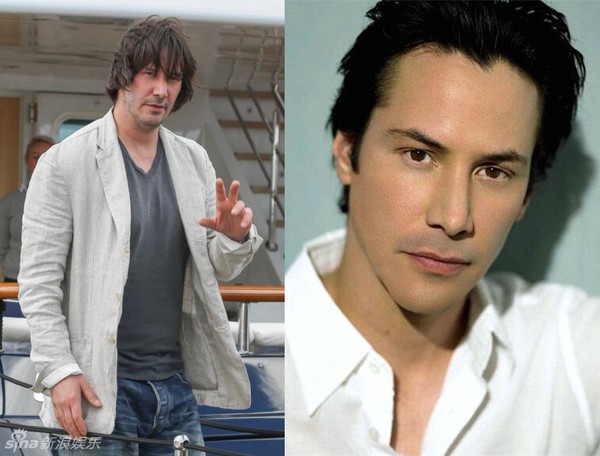 Keanu Reeves bên phải trông "gọn gàng tinh tươm" hẳn Keanu Reeves bên trái