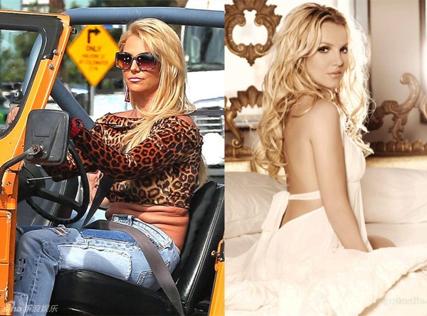 Nhìn bức ảnh bên trái của Britney Spears, người ta có thể nhận thấy tấm ảnh bên phải đẹp lung linh là nhờ được chỉnh sửa