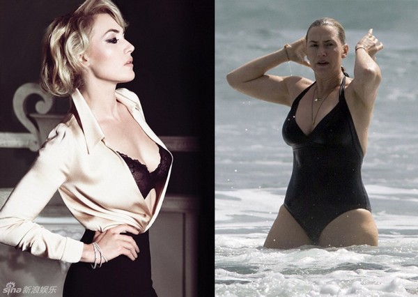 Cô đào Hollywood Kate Winslet với vóc dáng trái ngược ngoài đời so với trên tạp chí
