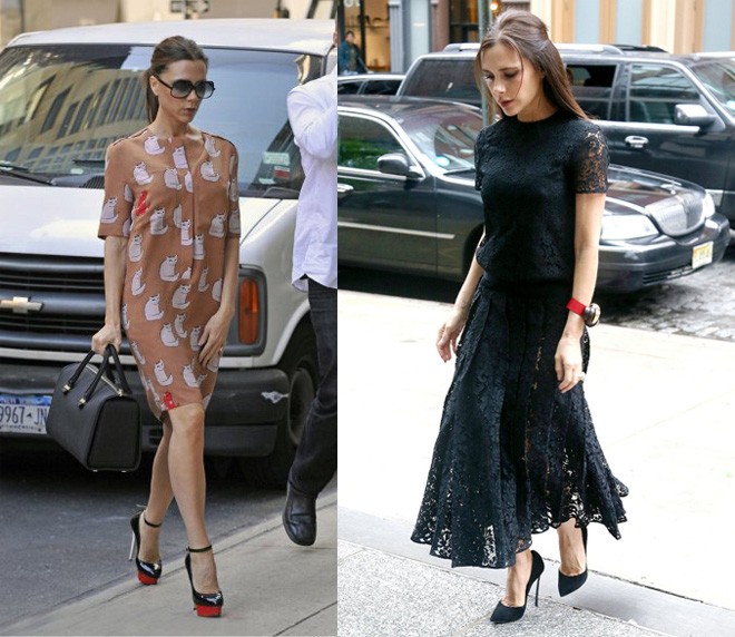 Đẳng cấp thời trang đã đưa Victoria Beckham vào danh sách những fashion icon hàng đầu thế giới. Và điều này cũng lý giải vì sao đôi khi thử nghiệm phong cách mới lạ, mang vẻ thùy mị, điệu đà, bà Beck vẫn dễ dàng tỏa sáng giữa phố đông. 