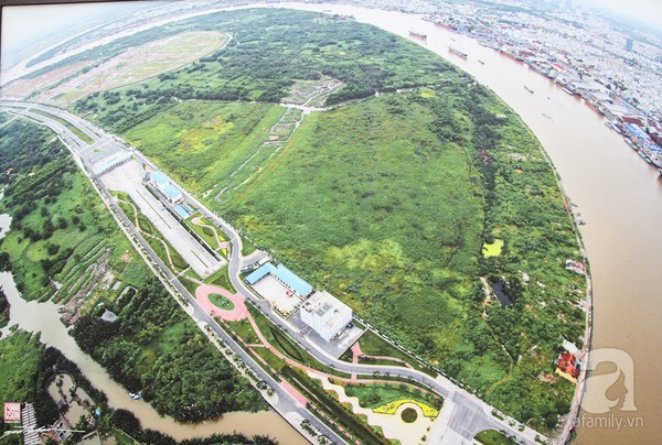 Bán đảo Thủ Thiêm và đường hầm vượt sông Sài Gòn, nối liền Q.1 và Q.2.