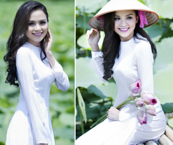 Người đẹp nền nã và duyên dáng trong tà áo dài trắng.