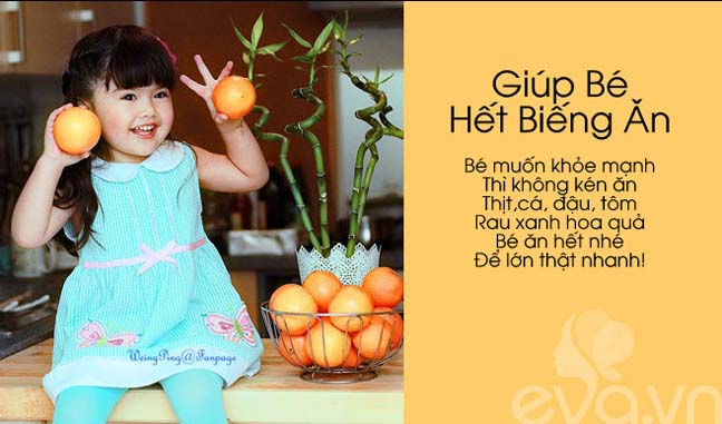 Bài thơ nhỏ nhắn giúp bé hết biếng ăn.
