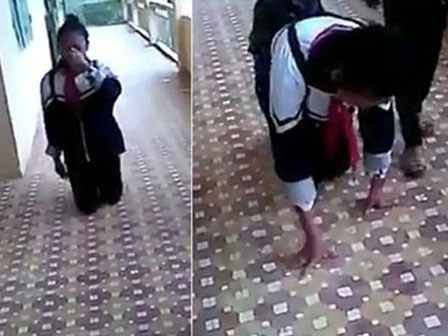 Nữ sinh bị bạn ép quỳ gối ở trường gây xôn xao mạng