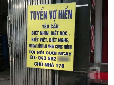 Người đàn ông treo biển “tuyển vợ hiền”, 