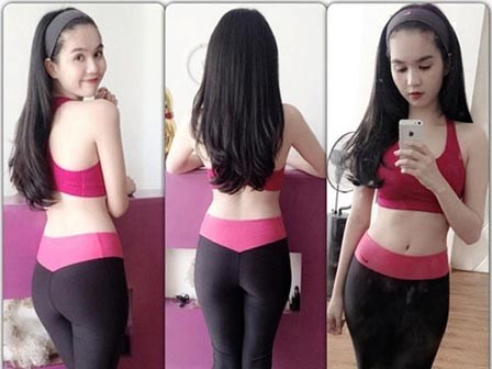 Clip Ngọc Trinh squat khoe vòng 3 tròn căng