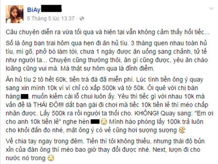 Bạn trai xin 10 ngàn, cô gái xấu hổ quyết định chia tay gây tranh cãi