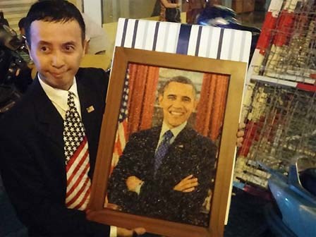 Người dân làm tranh gạo tặng Tổng thống Obama vì quá thần tượng