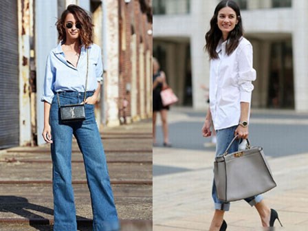 Đủ cách mix quần jeans với áo sơ mi hợp mốt cho nàng công sở