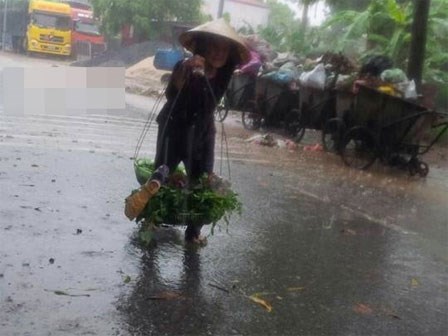 Hình ảnh bà cụ giữa cơn mưa lớn khiến nhiều đứa con xót xa
