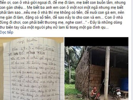 Xúc động với lá thư sai đầy lỗi chính tả của người mẹ gửi cho con