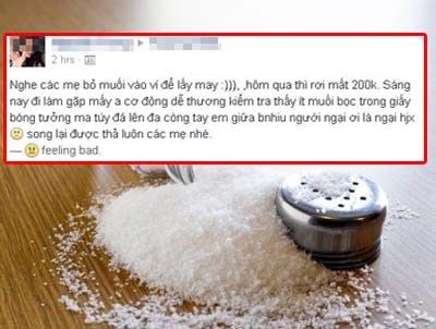 Bi hài chuyện thiếu nữ bị cơ động bắt vì bỏ muối vào ví lấy may