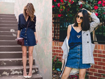 Diện chân váy ngắn denim thật chuẩn mốt từ hè sang thu