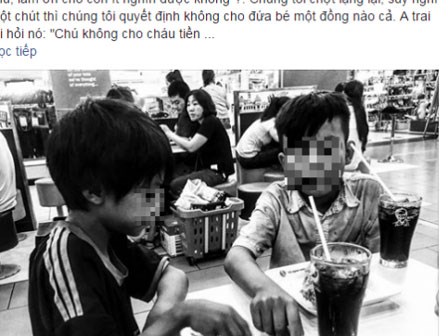 Hai bé ăn xin gầy gò và hành động không ngờ của thực khách ở quán gà