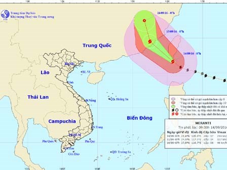 Siêu bão Meranti mạnh ngang Haiyan đã vào Biển Đông