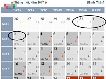 Tết Dương lịch 2017, người lao động được nghỉ mấy ngày?