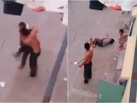 Bé gái hoảng loạn gào khóc chứng kiến cảnh bố cầm dao cứa cổ mẹ ngất xỉu