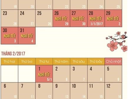 Tết Âm lịch 2017 được nghỉ 7 ngày