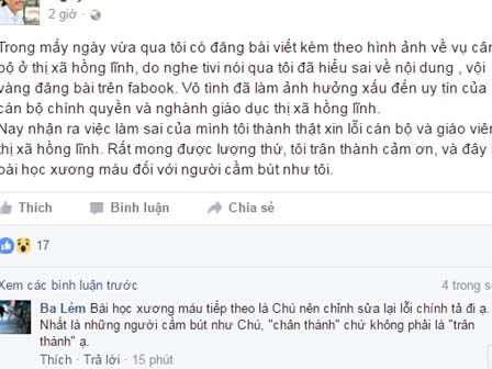 Đăng thông tin bịa đặt về giáo viên: Chủ tài khoản facebook đăng đàn xin lỗi